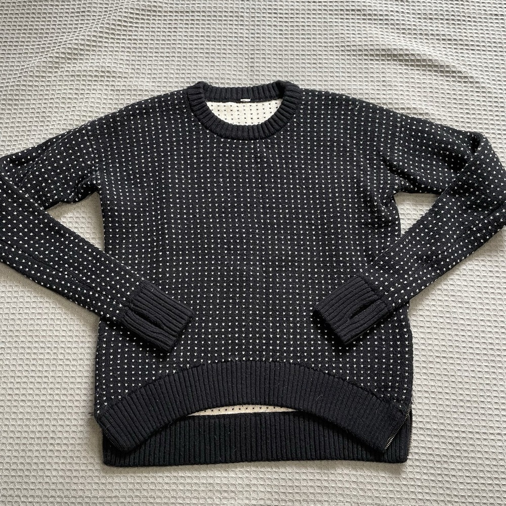 Lululemon Yogi Crew Merino Wool Sweater 2 Womens Side Zip Black